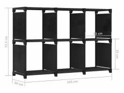 Best Estantería de 6 cubos de tela negra 103x30x72,5 cm Estantería