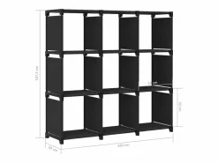 Online Estantería de 9 cubos de tela negra 103x30x107,5 cm Estantería