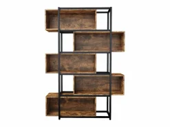 Estantería de 5 niveles con estantes - 121 x 35 x 176 cm - Madera MDF y tubo de acero - Marrón Librería