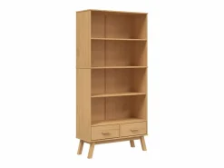 Sale Clicnbuy Estantería de 4 niveles OLDEN madera maciza de pino marrón Marru00f3n