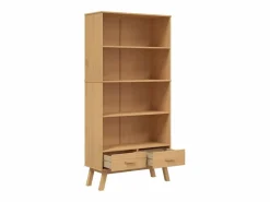Sale Clicnbuy Estantería de 4 niveles OLDEN madera maciza de pino marrón Marru00f3n