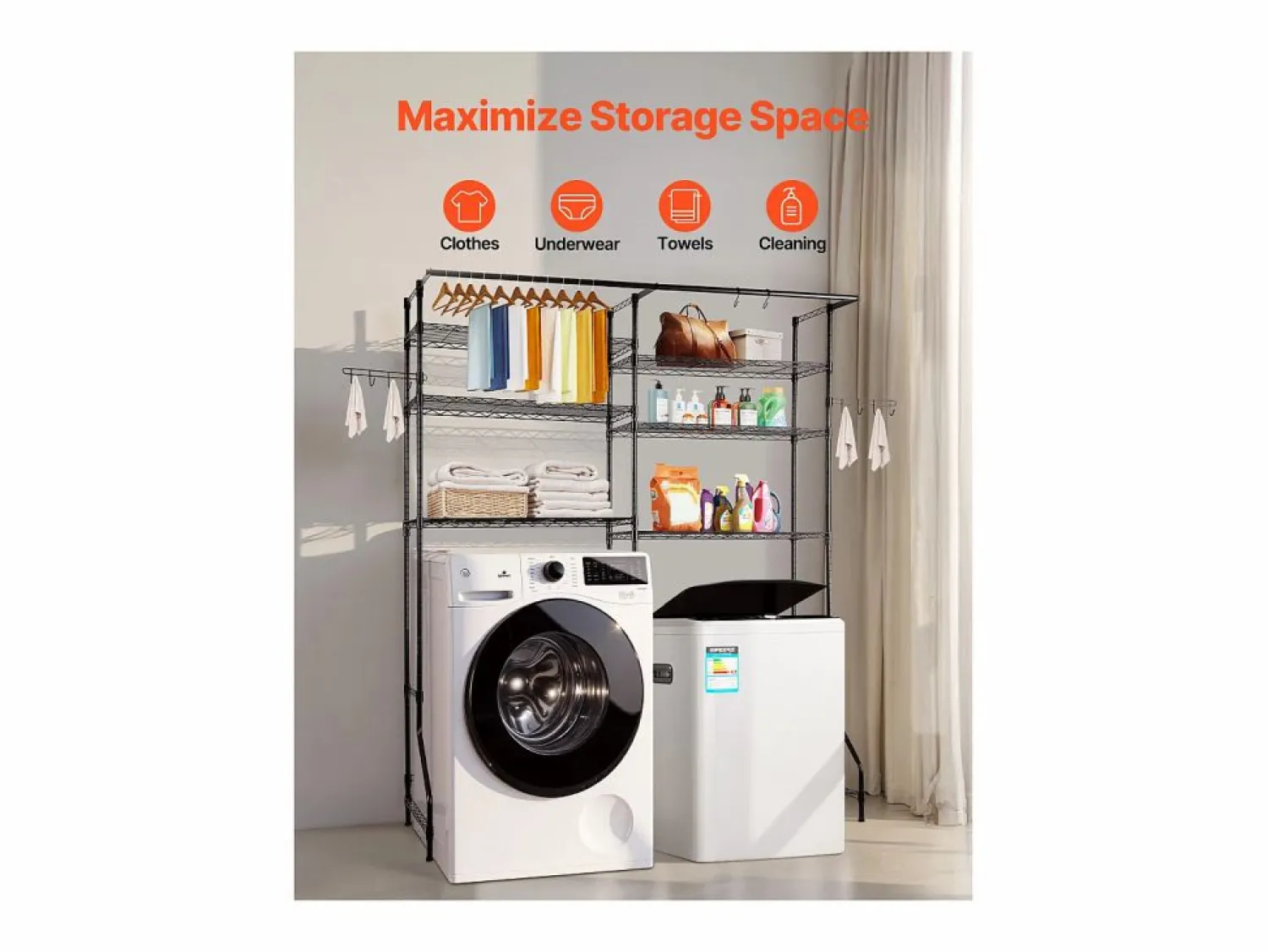 Hot Estantería de Almacenamiento SucceBuy, para Lavadora y Secadora, 6 Niveles, Mueble Para Lavadora