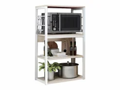 New Estantería de Cocina Unidad de Cocina Alta con estantes de Almacenamiento, Marco de Metal , Estante Industrial para microondas 50x30x100 Cm, Col Blanco
