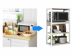 New Estantería de Cocina Unidad de Cocina Alta con estantes de Almacenamiento, Marco de Metal , Estante Industrial para microondas 50x30x100 Cm, Col Blanco
