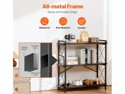 Estantería de Metal SucceBuy de 3 Niveles de Estilo Rústico para Sala de Estar y Oficina