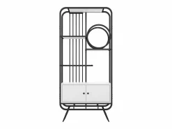 Online Estantería de metal y madera MDF - 3 estantes y 2 puertas - Blanco y Estantería