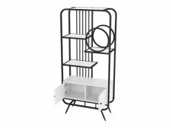 Online Estantería de metal y madera MDF - 3 estantes y 2 puertas - Blanco y Estantería