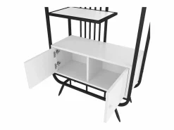 Online Estantería de metal y madera MDF - 3 estantes y 2 puertas - Blanco y Estantería