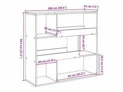 New Clicnbuy Estantería divisor de espacios roble Sonoma 100x33x94,5 cm Marru00f3n