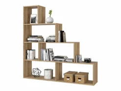 Discount Loungitude Estantería escalonada 6 compartimentos - A145 cm - Klum Beige