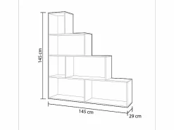 Discount Loungitude Estantería escalonada 6 compartimentos - A145 cm - Klum Beige