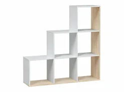 Outlet Loungitude Estantería escalonada 6 compartimentos y 3 estantes - Al. 110 cm Blanco