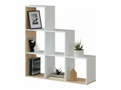 Outlet Loungitude Estantería escalonada 6 compartimentos y 3 estantes - Al. 110 cm Blanco