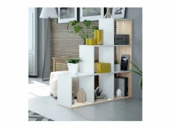 Outlet Loungitude Estantería escalonada 6 compartimentos y 3 estantes - Al. 110 cm Blanco