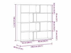 vidaxl Estantería esquina 4 niveles madera roble artisan 85x85x140 cm