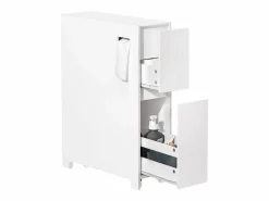 Clearance Sobuy Estantería Estrecha para Nichos para Baño Armario Móvil Multifuncional de Almacenaje Mueble Auxiliar con 2 Cajones y 4 Ruedas 60 x 20 x 75 BZR111-W ES Blanco