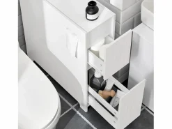 Clearance Sobuy Estantería Estrecha para Nichos para Baño Armario Móvil Multifuncional de Almacenaje Mueble Auxiliar con 2 Cajones y 4 Ruedas 60 x 20 x 75 BZR111-W ES Blanco