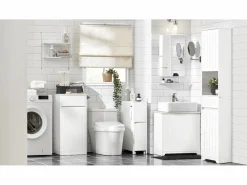Clearance Sobuy Estantería Estrecha para Nichos para Baño Armario Móvil Multifuncional de Almacenaje Mueble Auxiliar con 2 Cajones y 4 Ruedas 60 x 20 x 75 BZR111-W ES Blanco