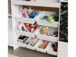 Clearance Estantería infantil con 8 compartimentos y tablero de dibujo, color Blanco