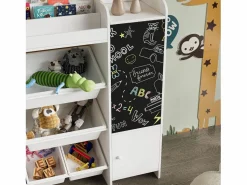 Clearance Estantería infantil con 8 compartimentos y tablero de dibujo, color Blanco