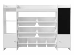 Clearance Estantería infantil con 8 compartimentos y tablero de dibujo, color Blanco