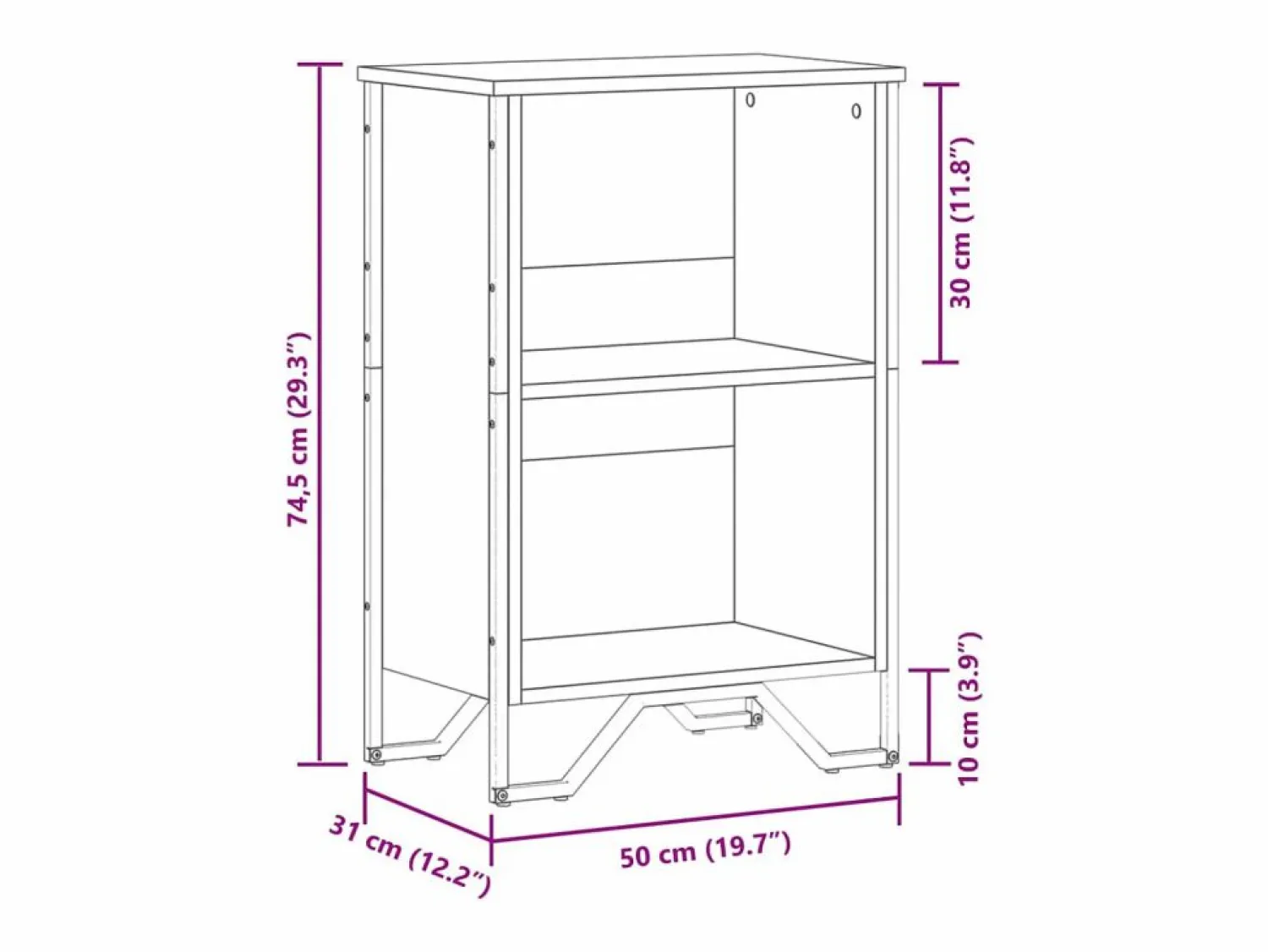 vidaxl Estantería madera de ingeniería roble Sonoma 50x31x74,5 cm Marru00f3n