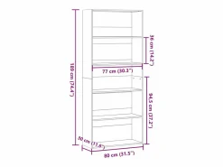 Online Estantería madera ingeniería madera envejecida 80x30x189 cm Librería