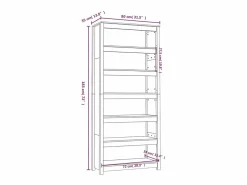 Outlet Estantería madera maciza de pino blanca 80x35x183 cm Librería