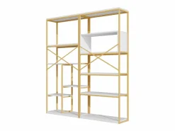 ModernLuxe Estantería moderna 160x29,5x180 cm - Estantes a varios niveles - Estructura de tubos de acero y MDF - Forma rectangular - y blanco