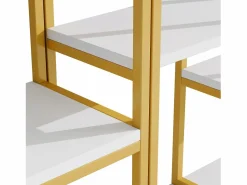 ModernLuxe Estantería moderna 160x29,5x180 cm - Estantes a varios niveles - Estructura de tubos de acero y MDF - Forma rectangular - y blanco
