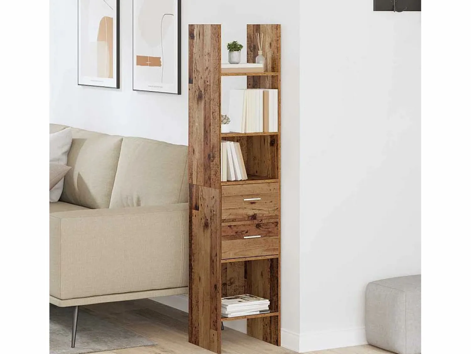 Online Clicnbuy Estantería para libros Madera vieja 40 x 35 x 180 cm Marru00f3n