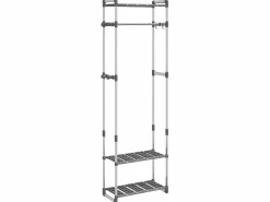 Estantería para ropa 3 alturas aluminio 59x29x192 cm ES929617 Mueble Perchero