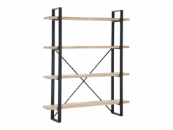 Hot Basic Estantería Plank 4 estantes metal roble nordish/negro 180x150x30 cm Adec Negro / Color natural claro
