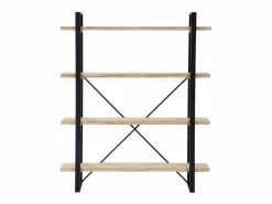 Hot Basic Estantería Plank 4 estantes metal roble nordish/negro 180x150x30 cm Adec Negro / Color natural claro