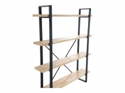 Hot Basic Estantería Plank 4 estantes metal roble nordish/negro 180x150x30 cm Adec Negro / Color natural claro