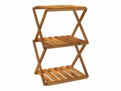 Clicnbuy Estantería plegable 3 alturas madera acacia marrón 43x31x63 cm