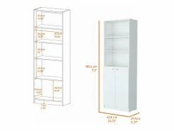 Estanteria Recta Home en Melamina con 2 puertas y 3 estantes , 180.59 cm X 62.78 cm X 29.89 cm , Armario Oficina