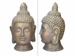 ECD Germany Estatua cabeza de Buda 74,5 cm aspecto bronce en poliresina