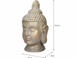 ECD Germany Estatua cabeza de Buda 74,5 cm aspecto bronce en poliresina
