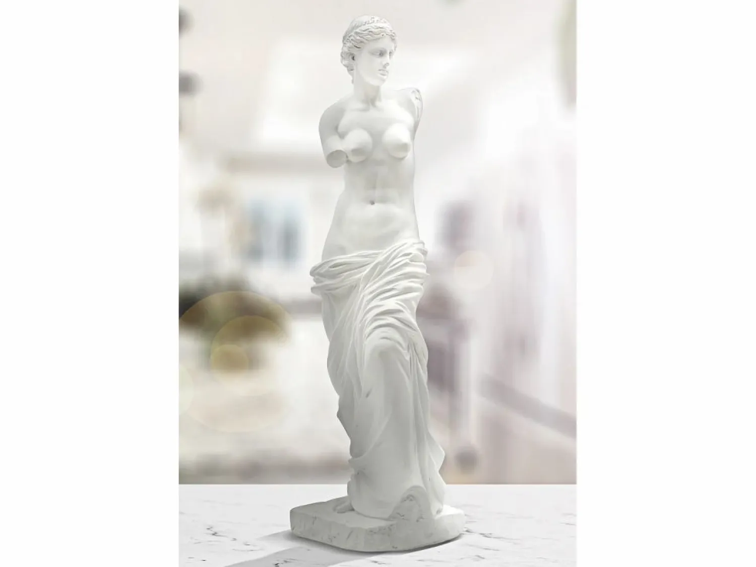 Estatua clásica decorativa de mesa en polirresina blanca h49cm estilo griego Blanco