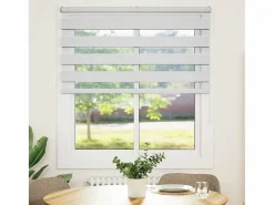Outlet Clicnbuy Estor cebra 120x150 cm tejido ancho 115,9 cm poliéster Blanco