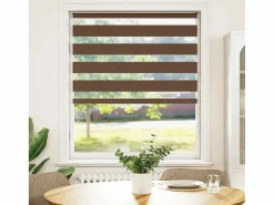 Clicnbuy Estor cebra marrón 105x100 cm tejido ancho 100,9 cm poliéster