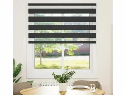 Outlet Clicnbuy Estor cebra 125x150 cm tejido ancho 120,9 cm poliéster Negro