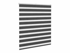 Outlet Clicnbuy Estor cebra 125x150 cm tejido ancho 120,9 cm poliéster Negro