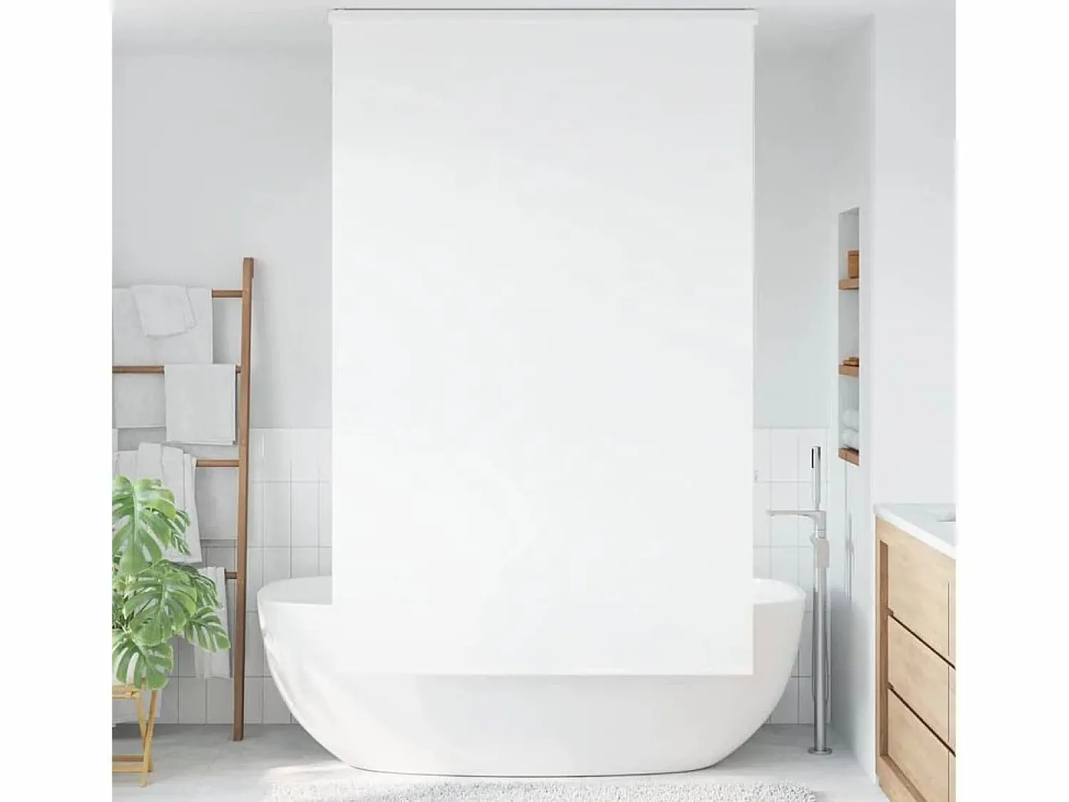 Discount Clicnbuy Estor enrollable para ducha con casete 130x240 cm tela ancho Blanco