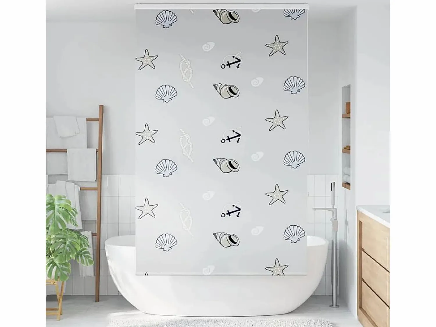 Sale Clicnbuy Estor enrollable para ducha con casete 130x240 cm tela ancho Multicolor