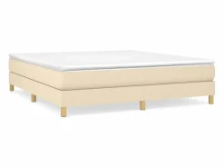 Online Clicnbuy Estructura de cama box spring tela color crema 160x200 cm