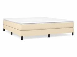 Clicnbuy Estructura de cama box spring tela color crema 180x200 cm
