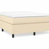 Clicnbuy Estructura de cama box spring tela color crema 140x190 cm
