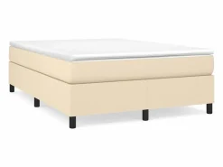 Clicnbuy Estructura de cama box spring tela color crema 140x190 cm